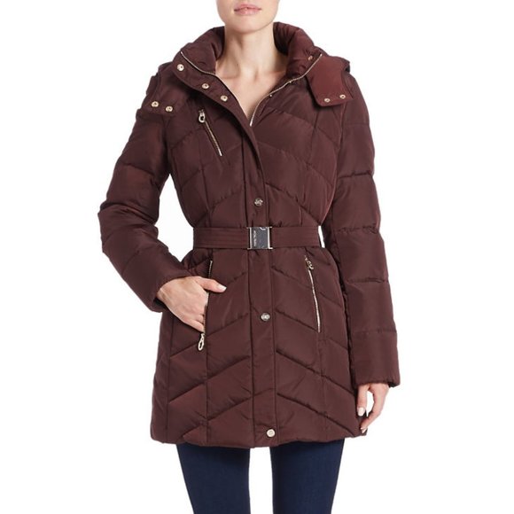 Ivanka Trump Jackets & Blazers - Ivanka Trump Burgundy Down Belted Coat Large